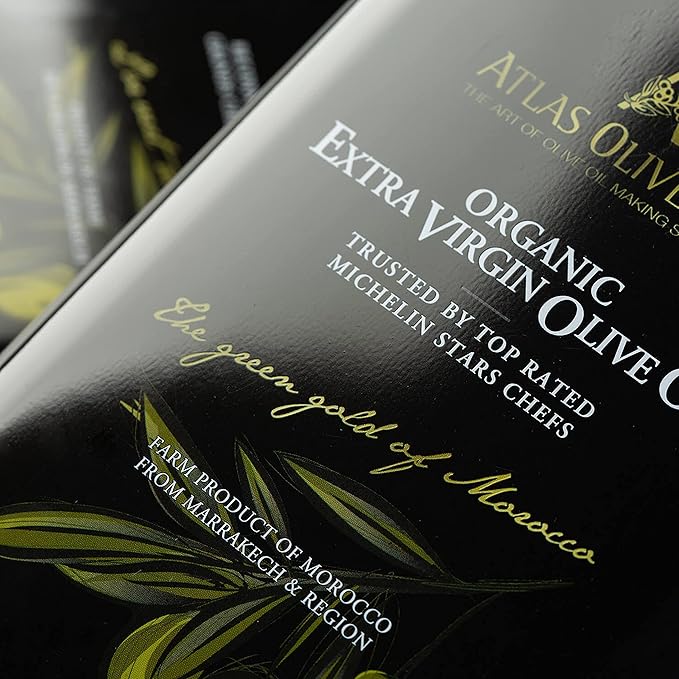 Atlas 3 LT Organic Cold Press Extra Virgin Olive Oil with Polyphenol Rich from Morocco|Newly Harvested Unprocessed from One Single Family Farm | Moroccan EVOO Trusted by Michelin Star Chefs