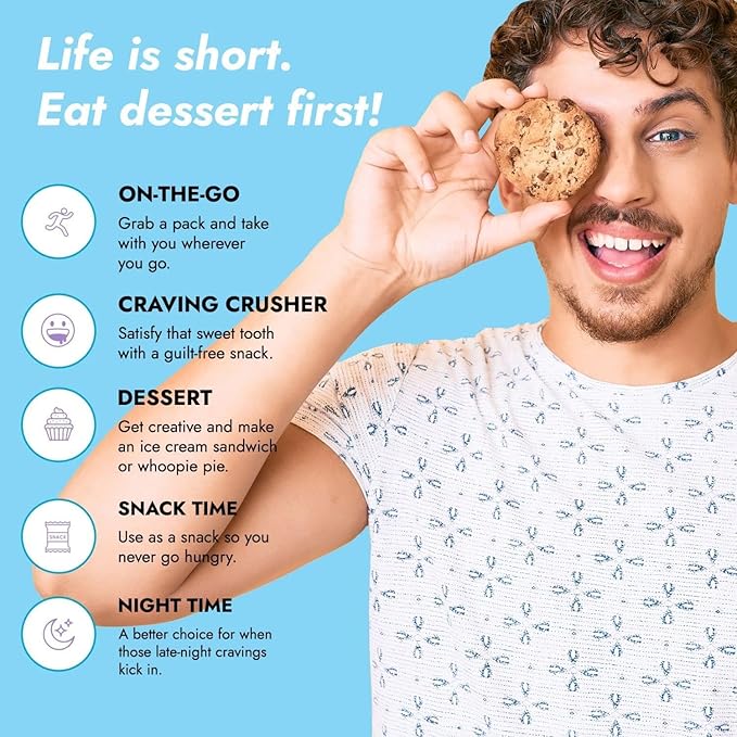 321glo Collagen Cookies | Soft Baked, High Protein Cookies | Low Carb, Low Sugar | Keto Snack for Women, Men, & Kids | 12 Pack (Chocolate Chip)