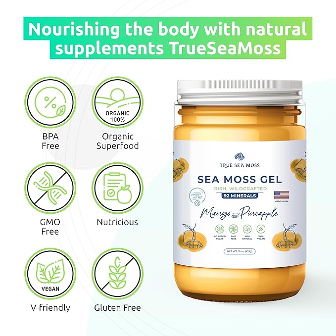 TrueSeaMoss Wildcrafted Irish Sea Moss Gel –7 Flavors- 1)
