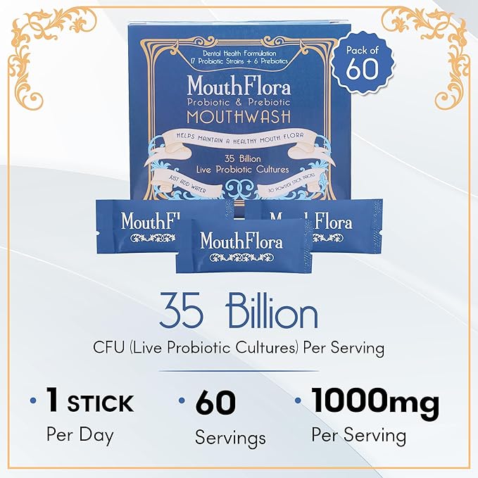 Probiotic & Prebiotic Mouthwash 17 Probiotic 6 Prebiotics 35 Billion 60 Pack