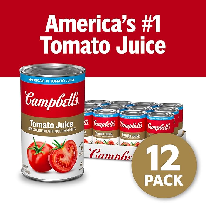 Campbell's 100% Tomato Juice, 46 fl oz Can (12 Pack)