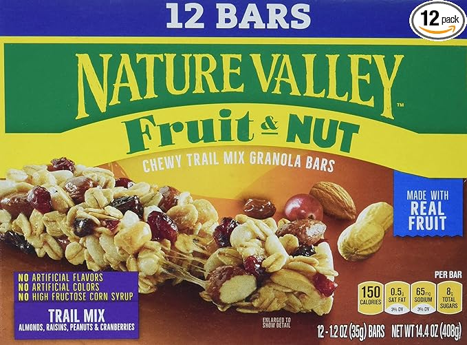 Nature Valley Chewy Fruit and Nut Granola Bars, Trail Mix Snack Bars, 12 ct, 14.4 OZ