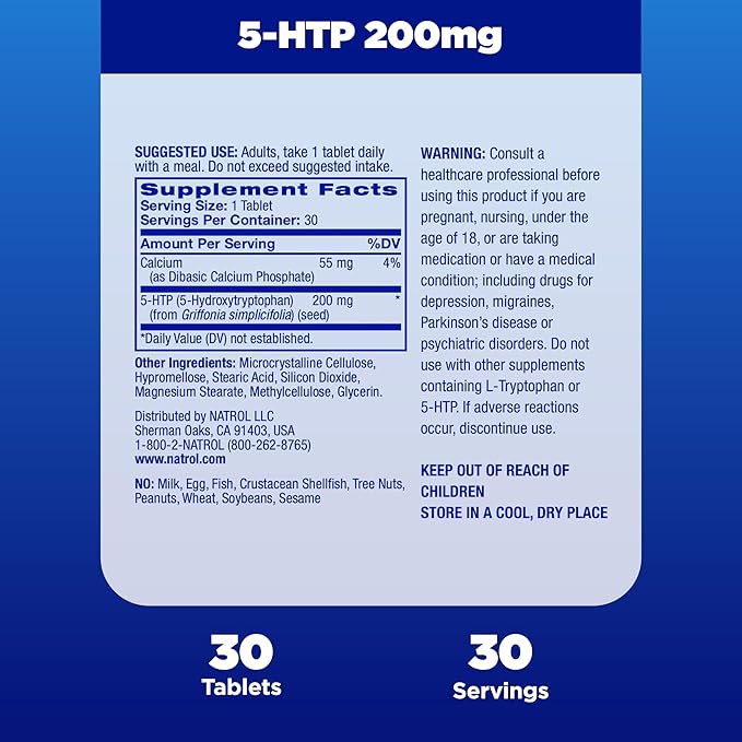 Natrol Mood + Stress 5-HTP 200mg 30 Count, 30 Day