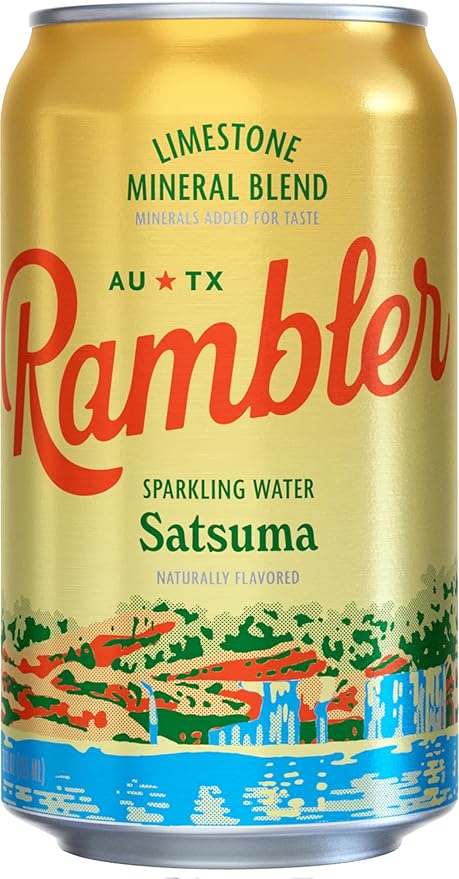 AUTX RAMBLER Satsuma Sparkling Water, Limestone Mineral Blend, 12-Ounce Cans, 12-Pack