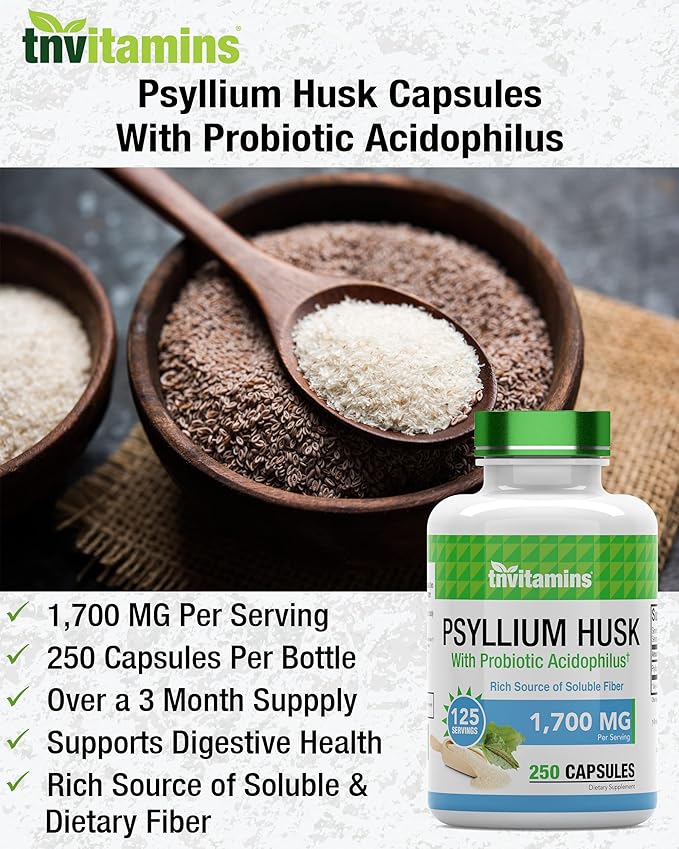 Psyllium Husk Capsules 1700 MG 250 Capsules