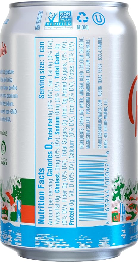 AUTX RAMBLER Sparkling Water, Limestone Mineral Blend, Original Flavor, 12-Ounce Cans, Three 8-Packs (24 Cans)