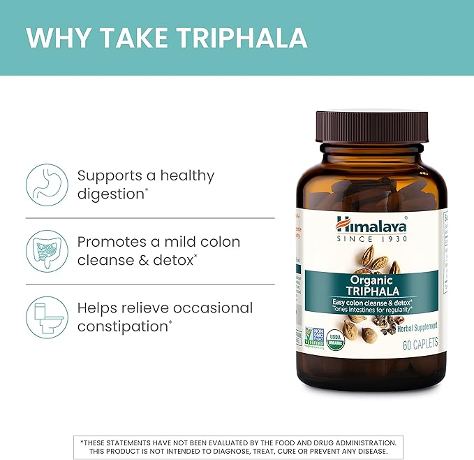 Himalaya Organic Triphala, Colon Cleanse & 688 mg, 90 Caplets, 2 Month