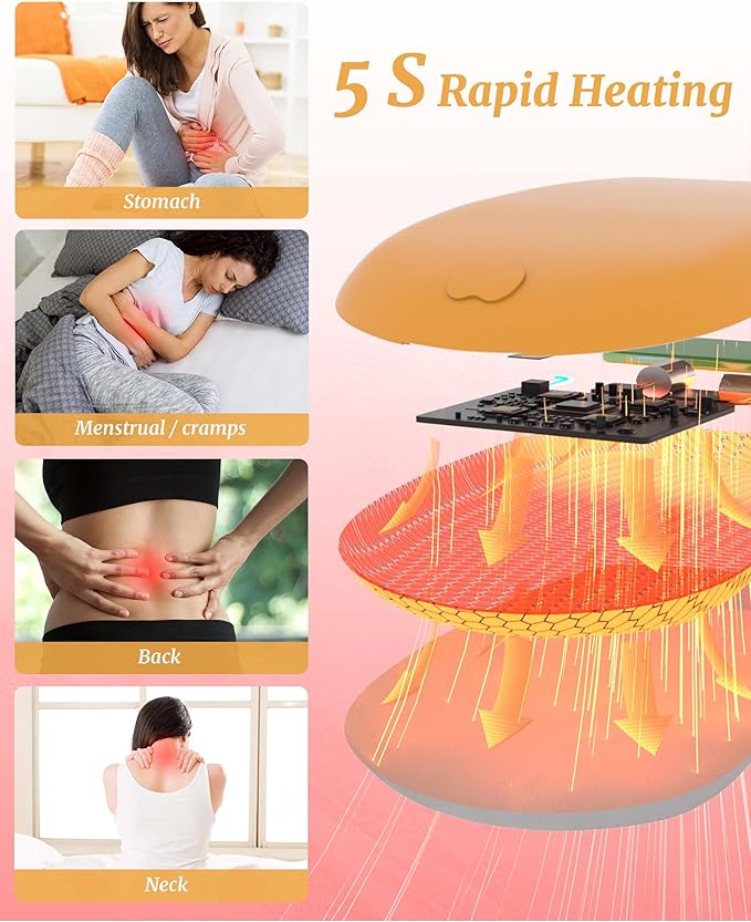 Portable Heating Pad for Cramps, Upgrade 6 Heat 6 Massage