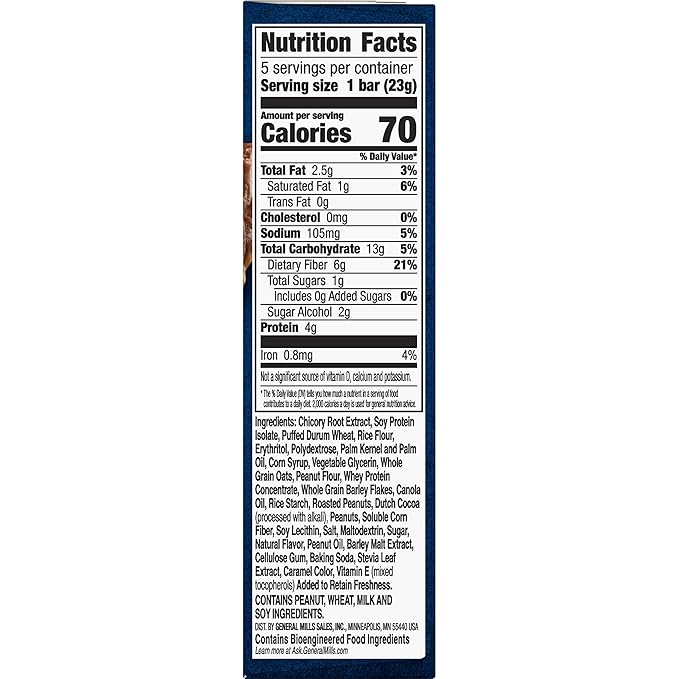 Fiber One 70 Calorie Chocolate Peanut Butter, 5 Bars