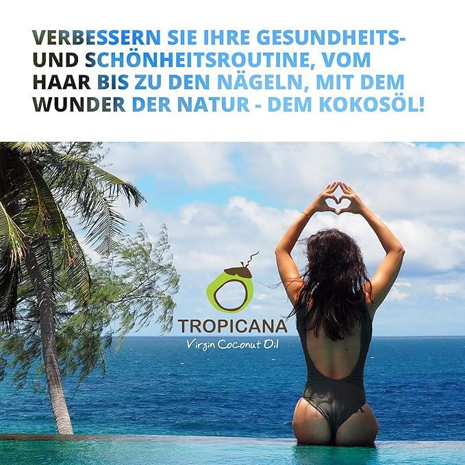Tropicana Virgin Coconut Oil USDA Organic 8.45 fl. oz. Whole Kernel Cold-Pressed Coconut Oil Hexane-Free Not-Hydrogenated Great for Hair & Skin with Delicious Light Coconut Flavor & Aroma