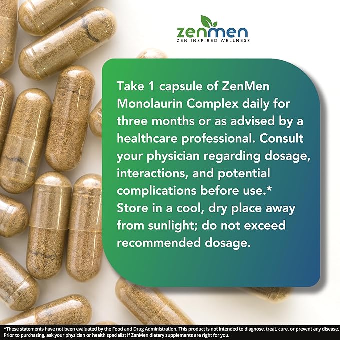 Monolaurin Capsules Supplement 1000mg - 120 Capsules
