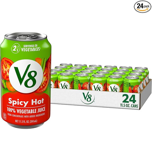 V8 Spicy Hot 100% Vegetable Juice, 11.5 fl oz Can (24 Pack)