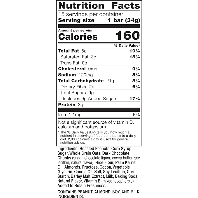 Nature Valley Sweet and Salty Nut Bars, Dark Chocolate Peanut Almond, 15 Bars, 18 OZ