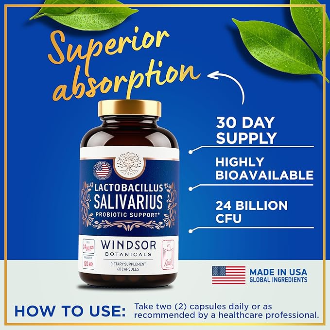 Lactobacillus Salivarius Probiotic Capsules 24bn CFU, 2-Pack 120 120 Caps