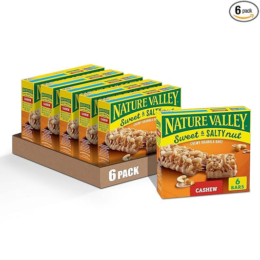 Nature Valley Granola Bars, Sweet and Salty Nut, Cashew, 6 Bars, 7.2 OZ (Pack of 6)