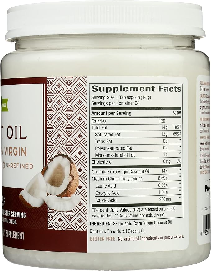 Nature's Way Organic Extra Virgin Coconut Oil, Pure Source of MCTs, Cold-Pressed, 32 Oz.