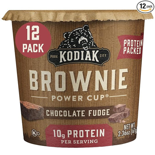 Kodiak Cakes Chocolate Fudge Brownie in a Cup, 2.36 Ounce (Pack of 12) (Packaging May Vary)