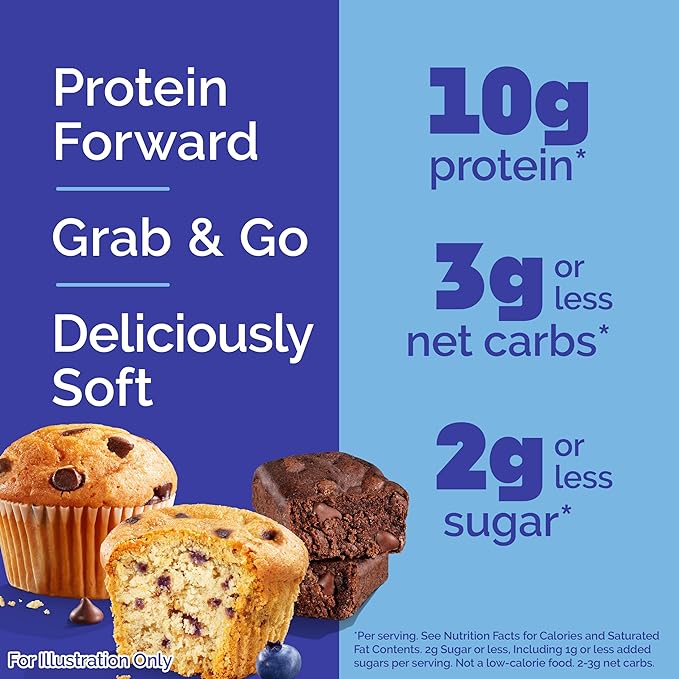 Quest Chocolate Chip Muffin, Blueberry Muffin and Brownie Bake Shop Bundle, Low Sugar, Low Net Carbs, Gluten Free