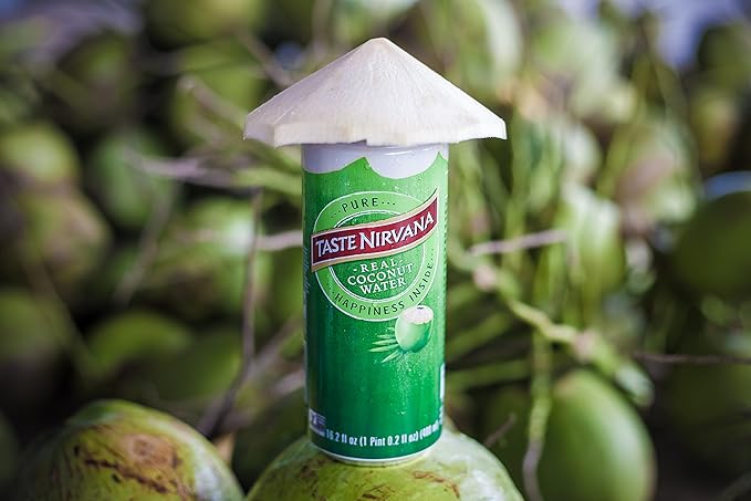 Taste Nirvana Real Coconut Water, Coco Real Premium Coconut Water, 16.2 Ounce Can (Pack of 5)