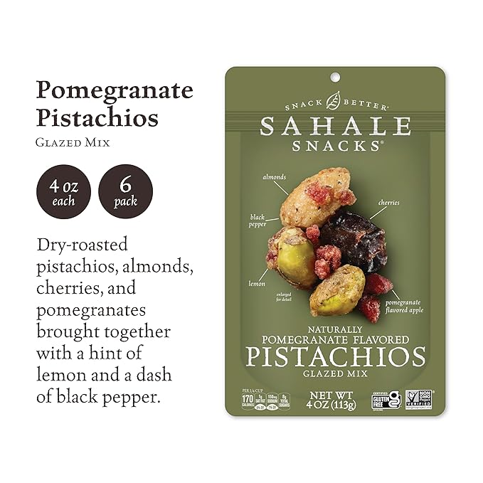 Sahale Snacks Pomegranate Pistachios Glazed Mix, 4 Ounces 6)