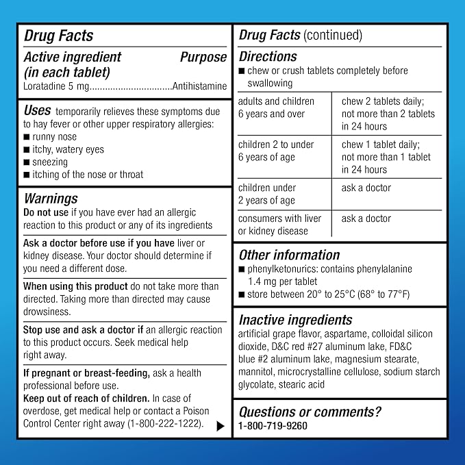 Amazon Basic Care Children's Allergy Relief, 5 mg, 24 Hour 40 Count