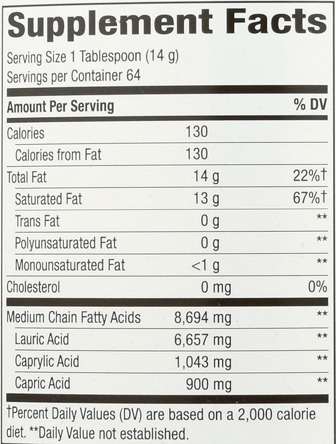 Nature's Way Organic Extra Virgin Coconut Oil, Pure Source of MCTs, Cold-Pressed, 32 Oz.