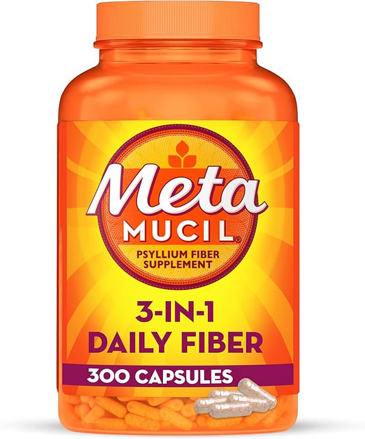 Metamucil 3-in-1 Fiber Capsules, Daily Psyllium #1 Doctor 300ct Capsules