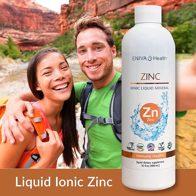 Eniva Health Liquid Ionic Zinc Supplement (16oz) Immune Health, Vision, Skin. Doctor Formulated. NO Calories. NO Sugar. Perfect for Low-Carb, Keto & Flu. by