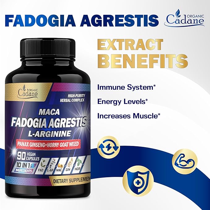 Organic Cadane Fadogia Agrestis Supplement 24100mg 90 Capsules