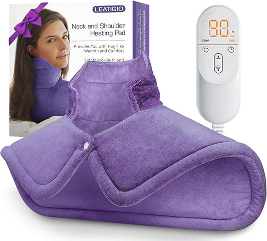 Heating Pad for Neck and Shoulder 2lb Electric 6 Heat 17x23inch, Purple
