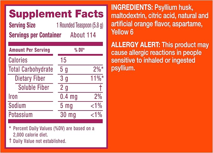 Metamucil, Daily Psyllium Husk Powder Supplement, 4-in-1 Fiber 114 teaspoons, 1.4 Pound 1)