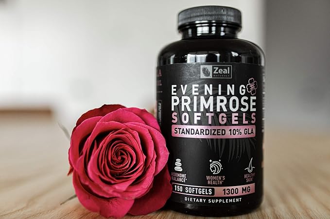 Evening Primrose Oil Capsules (150 Liquid Softgels 1300mg) Premium 10% GLA