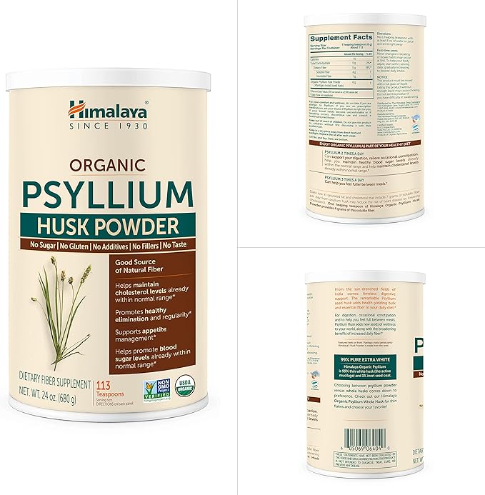 Himalaya Organic Psyllium Husk Powder, Daily 113 Teaspoon 24 Oz