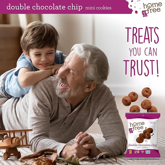 Homefree Treats You Can Trust Gluten Free Mini Cookies, Single Serve, Double Chocolate Chip, 0.95 Ounce (Pack of 10)