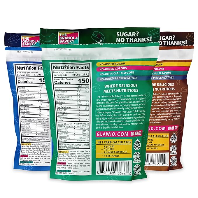 TGB Variety Granola Cereal, Cinnamon, Blueberry & Chocolate Chip, Keto Friendly Snack, No Added Sugar, Gluten Free, 8oz Bags (Pack of 3)