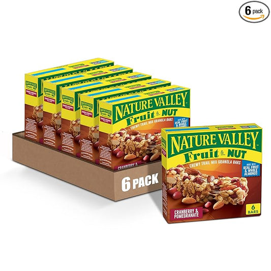 Nature Valley Chewy Fruit & Nut Granola Bars, Cranberry Pomegranate, 6 Bars, 6.7 OZ (Pack of 6)