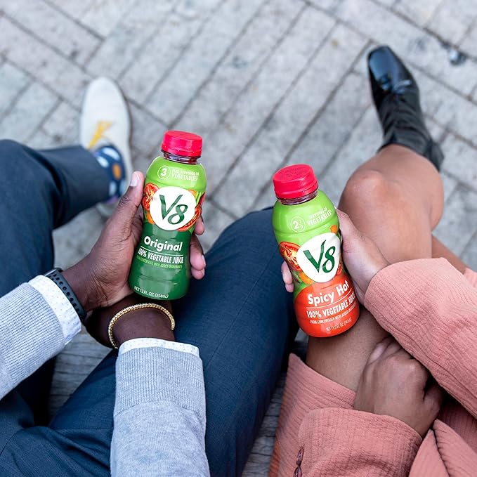 V8 Spicy Hot 100% Vegetable Juice, 12 fl oz Bottle (12 Pack)