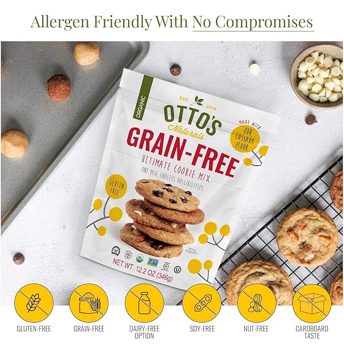 Otto's Naturals Grain-Free Ultimate Cookie Mix, Made with Organic Cassava Flour, Gluten-Free All-Purpose Cookie Mix, Non-GMO Verified - 12.2 Oz Bag (6 Pack)