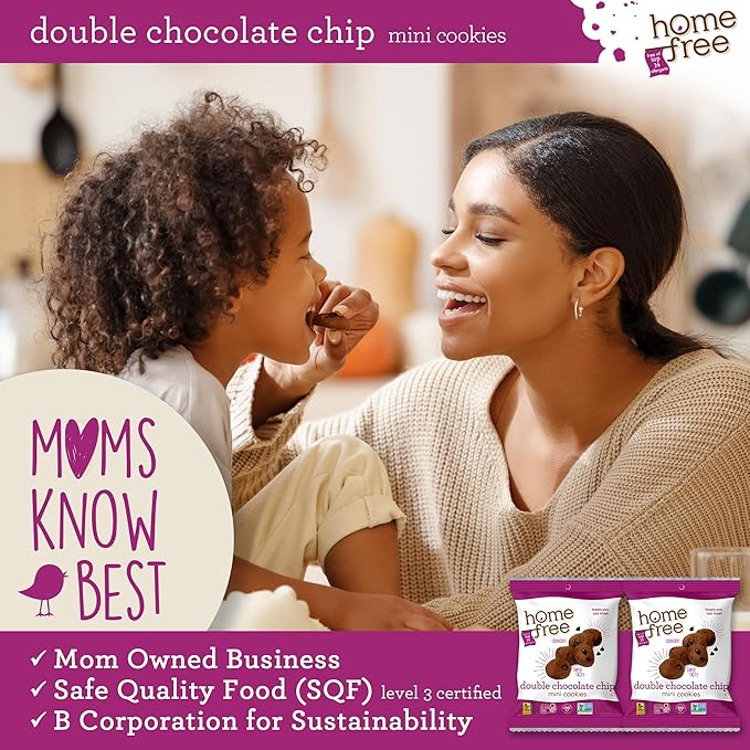 Homefree Treats You Can Trust Gluten Free Mini Cookies, Single Serve, Double Chocolate Chip, 0.95 Ounce (Pack of 10)