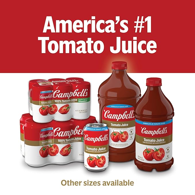 Campbell's 100% Tomato Juice, 5.5 fl oz Can (6 Pack)