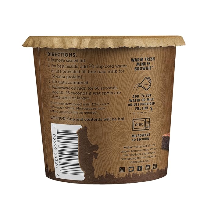 Kodiak Cakes Chocolate Fudge Brownie in a Cup, 2.36 Ounce (Pack of 12) (Packaging May Vary)