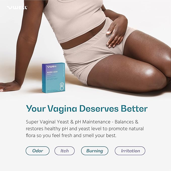 VWELL Boric Acid Vaginal Suppositories 30