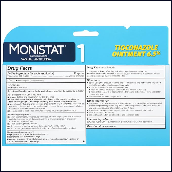 Monistat 1 Day Yeast Infection Treatment 1 Prefilled 1 Pack