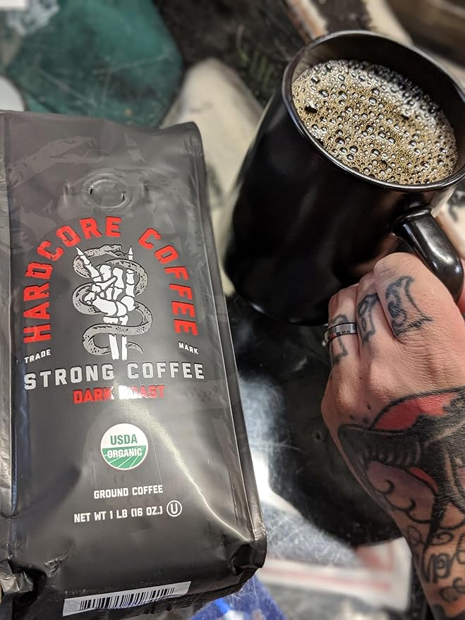 Hardcore Ground Coffee, High Caffeine, Strong Roast, 16 Oz