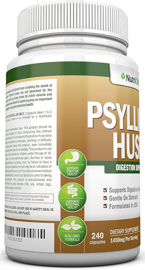 PSYLLIUM HUSK CAPSULES 1450mg Per 240 Capsules 100% Natural