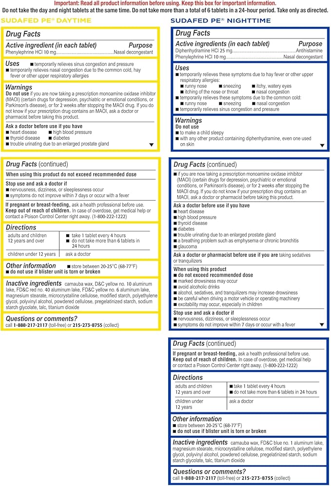 Sudafed PE Day and Night Sinus 20 Count