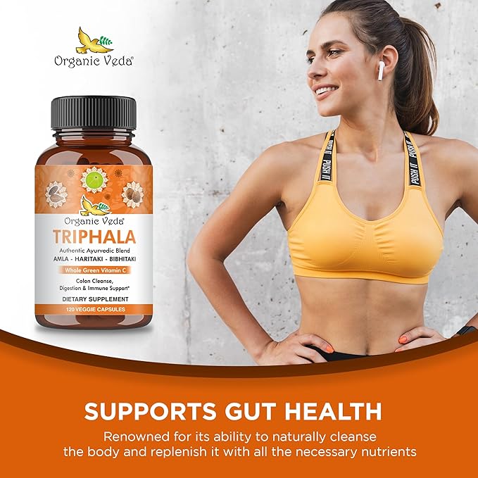 Organic Veda Triphala Capsules with Natural 120 Count