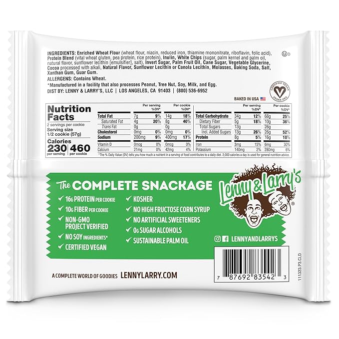 Lenny & Larry's The Complete Cookie, Choc-O-Mint, Soft Baked, 16g Plant Protein, Vegan, Non-GMO, 4 Ounce Cookie (Pack of 12)