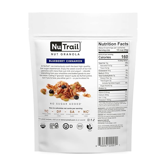 NuTrail Nut Granola, Blueberry Cinnamon, No 8 oz. 6 Count