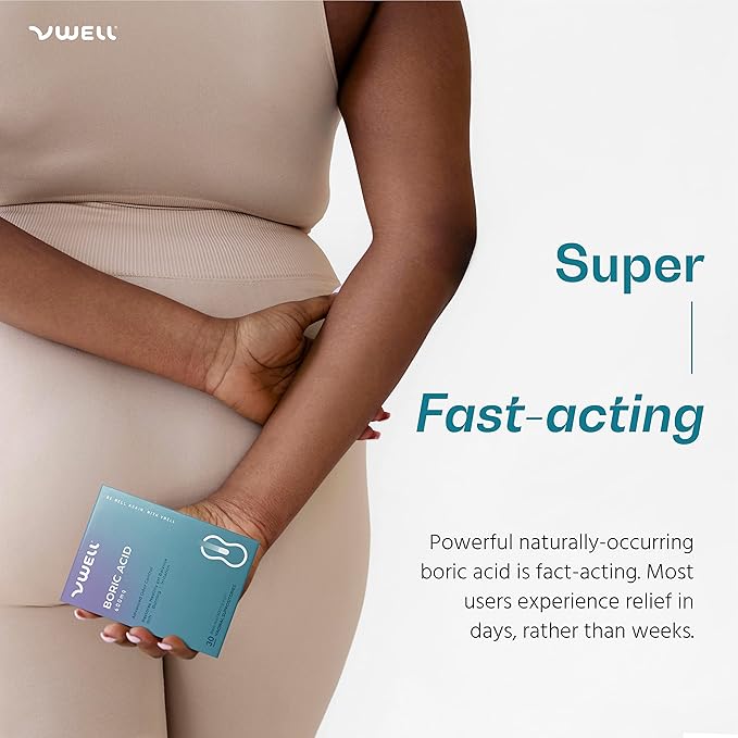 VWELL Boric Acid Vaginal Suppositories 30